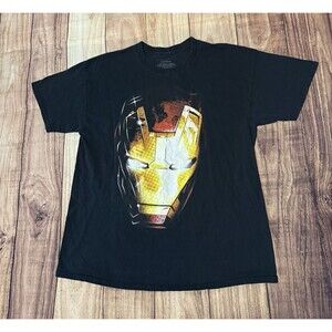 Iron Man Shirt Mens L Black Movie Promo Mega Print Marvel Iron Man 3